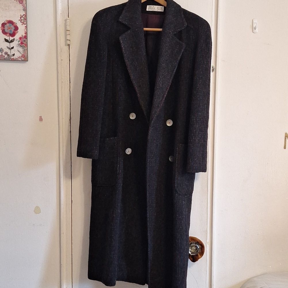 Julia Klein Vintage Charcoal Wool Trench Coat